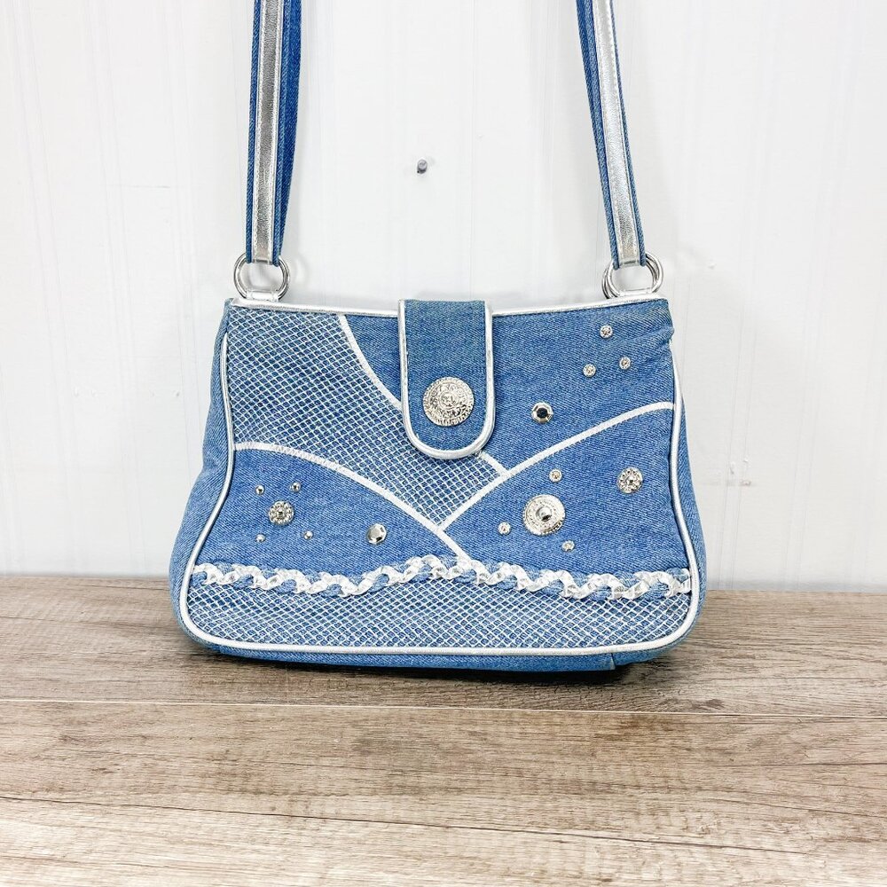 Vintage Y2K Jean‎ Purse by Warren Reed, 2000's Era Blue Jean Handbag